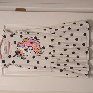 H&M Girls Sequin Unicorn Dress, Size 8/10